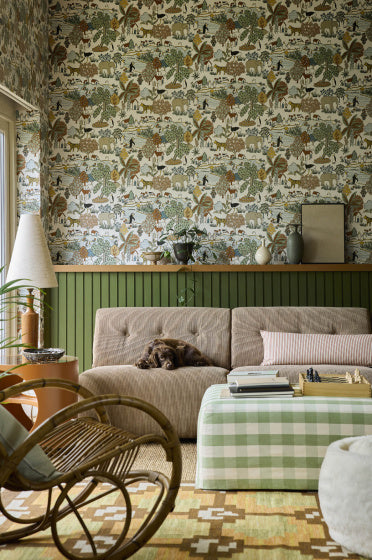 Little Greene behang Animal Kingdom in kleur Pea