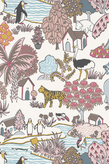 Little Greene Animal Kingdom behang in de kleur Confetti