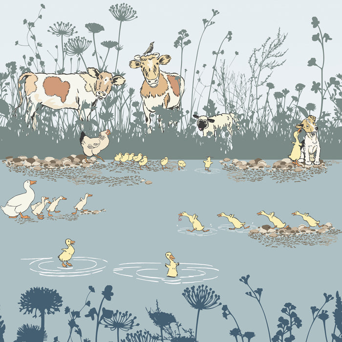 Little Greene Riverside Capers mural in de kleur Moo