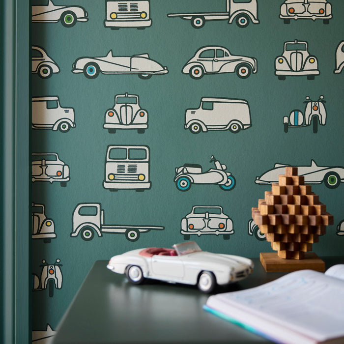 Little Greene behang Road Trip in de kleur Pleat als sfeerafbeelding