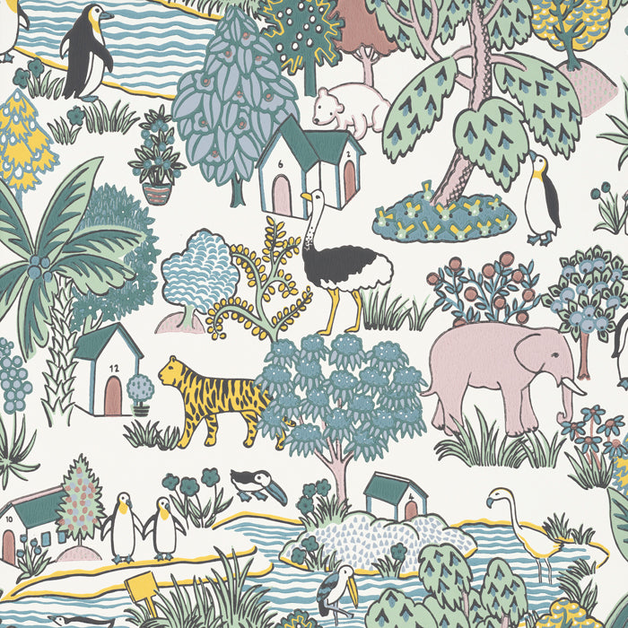 Little Greene Animal Kingdom behang in de kleur Florence. Behang uit de Storybook Papers
