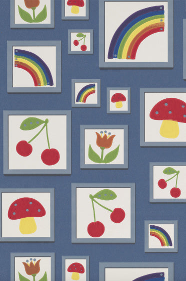 Little Greene behang Balance in kleur Woad uit de collectie Storybook Papers