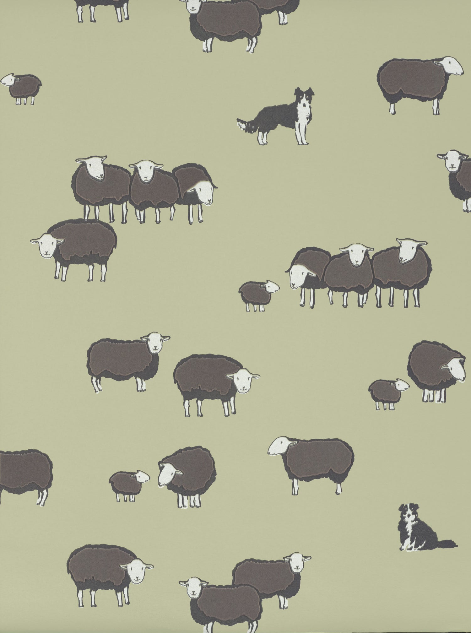 Little Greene behang Nip en Lassie Kitchen Green uit de Storybook Papers collectie