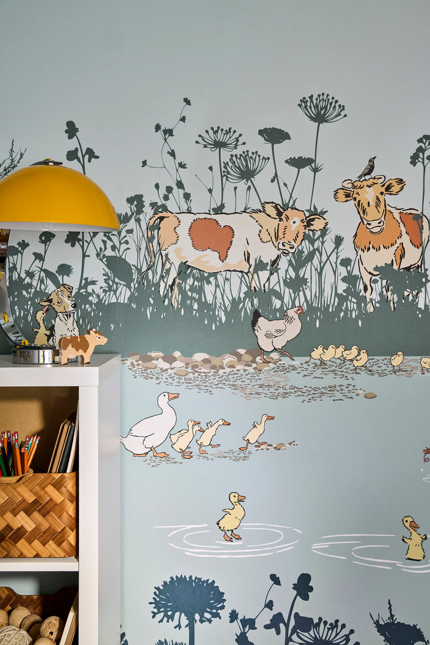 Little Greene Riverside Capers mural Moo als sfeerafbeelding