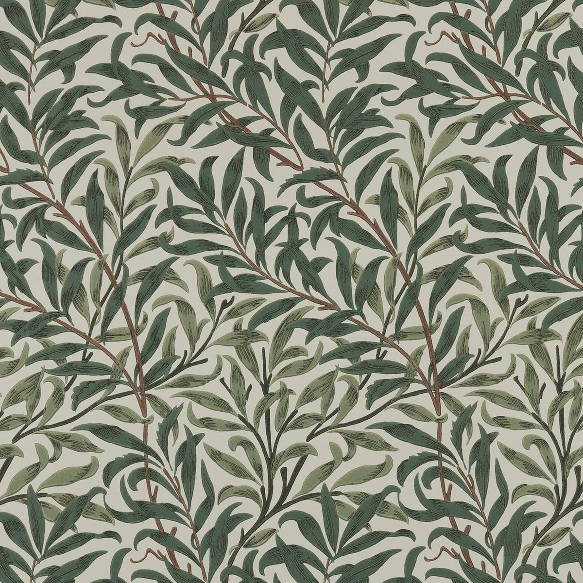 Morris and Co Willow Boughs Forest behang MOW0174-01, groene wilgentakken William Morris