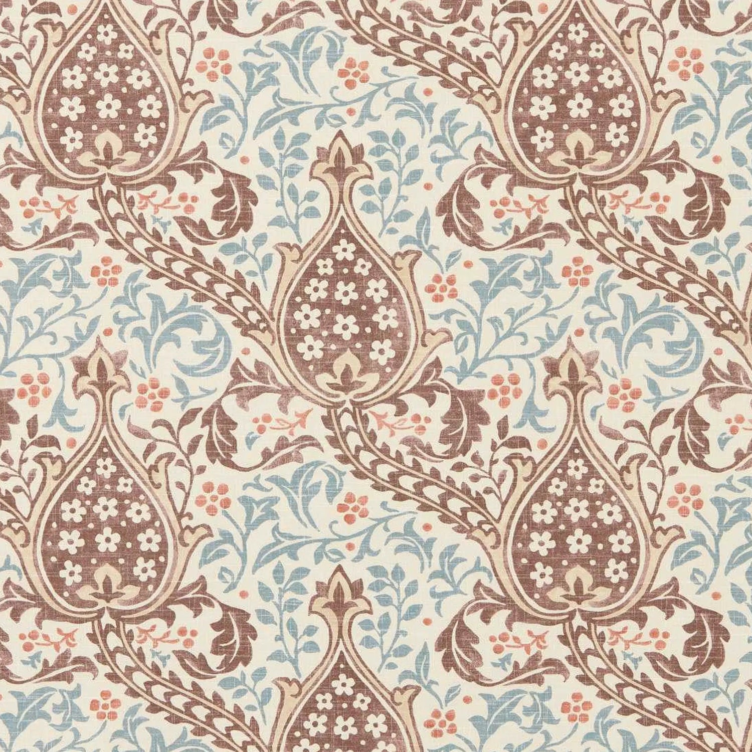 Morris and Co behang Persian Tulip Umber/Mineral Blue 217598