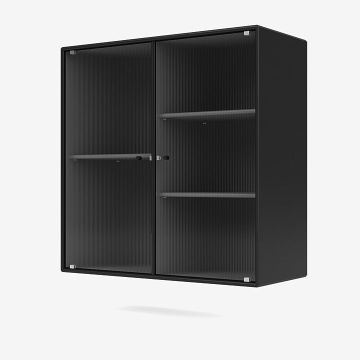 Montana Ripple 2 Vitrine cabinet black, zwart , ribbelglas