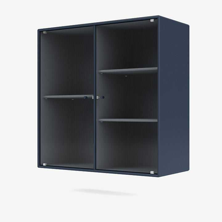 Montana Ripple 2 Vitrine cabinet juniper, donkerblauw, ribbelglas