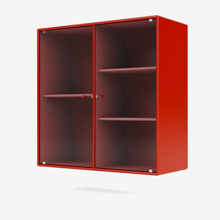Montana Ripple 2 Vitrine cabinet rosehip, rood, ribbelglas