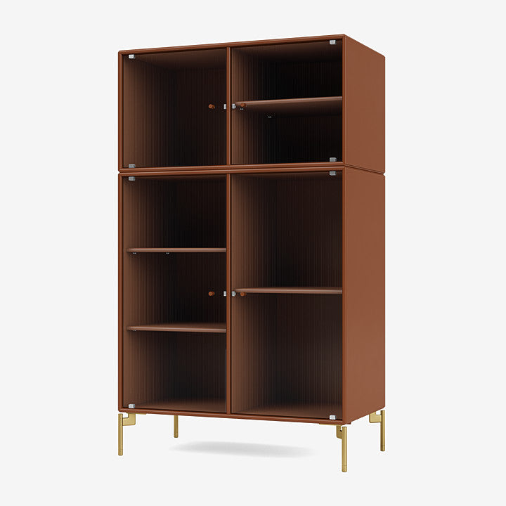 Montana Ripple 3 Vitrine cabinet hazulnut, bruin