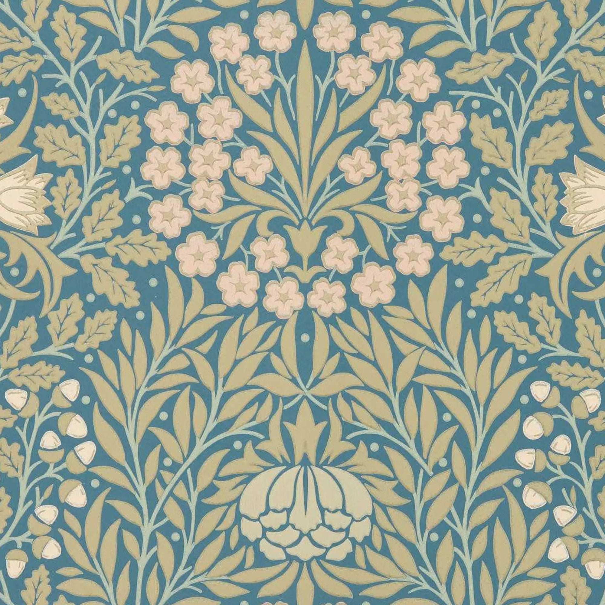 Morris and Co behang Daisy & Oak Powder Blue/Blush 217584