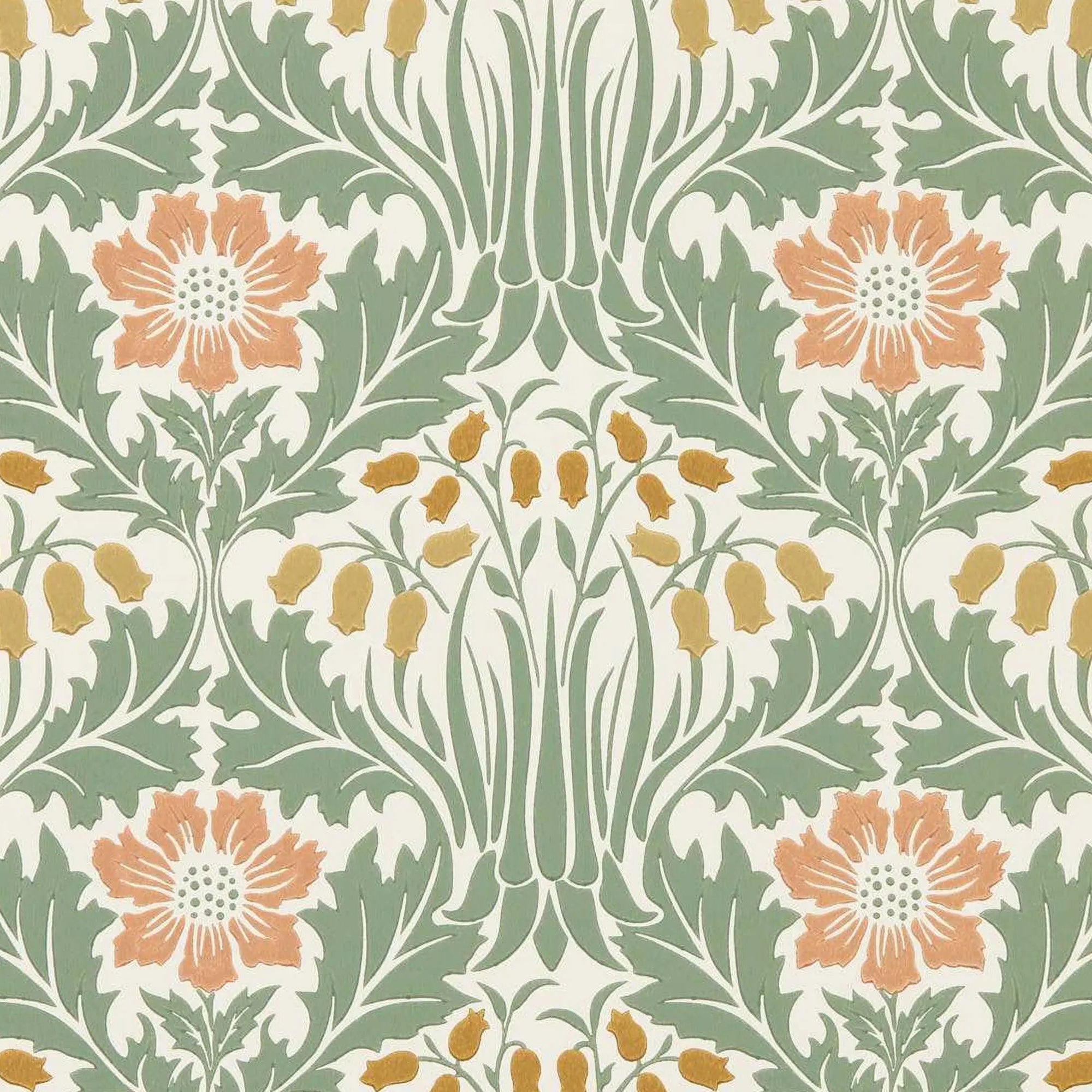 Morris and Co behang Woodbell & Anemone Rose/Sage 217573