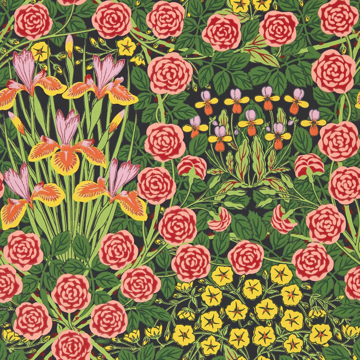 Morris and Co behang Campanula sunburst/ebony 217350