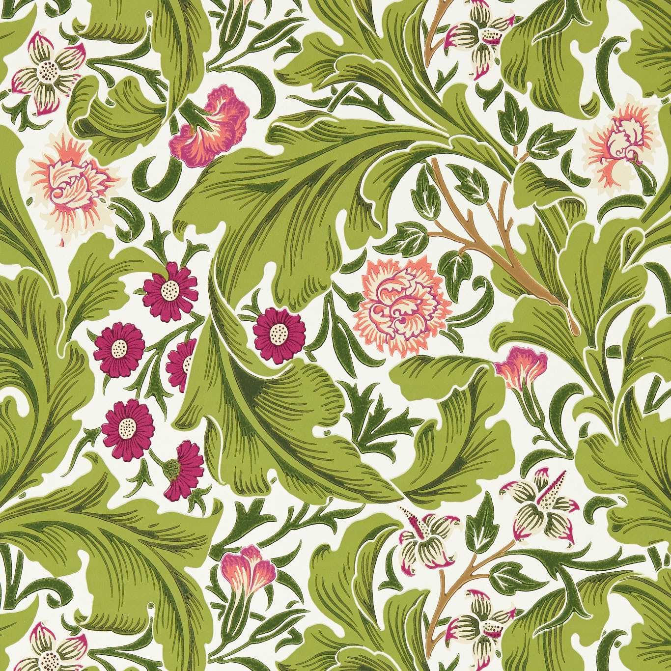 Morris and Co behang Leicester sour green/plum 217334
