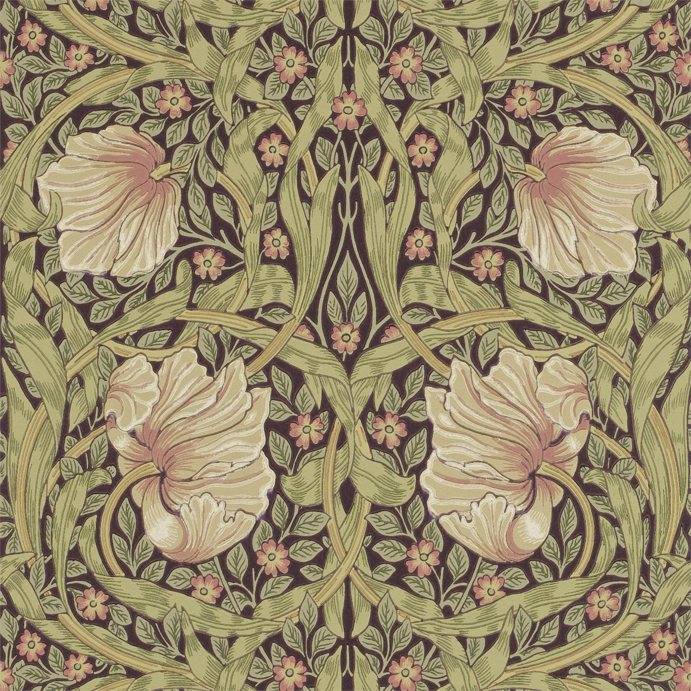 Morris and Co behang Pimpernel Bullrush/Russet 210387