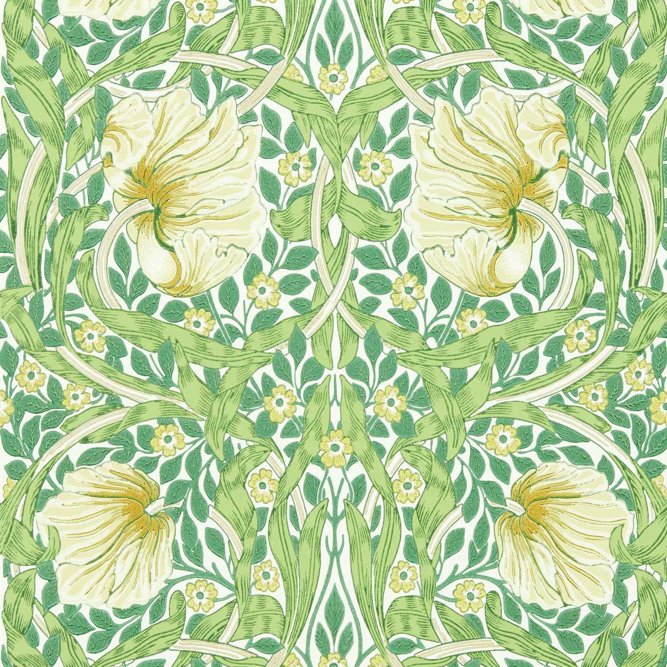 Morris and Co behang Pimpernel Weld/Leaf Green 217063