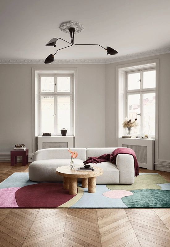 Layered sleeping flower wool vloerkleed