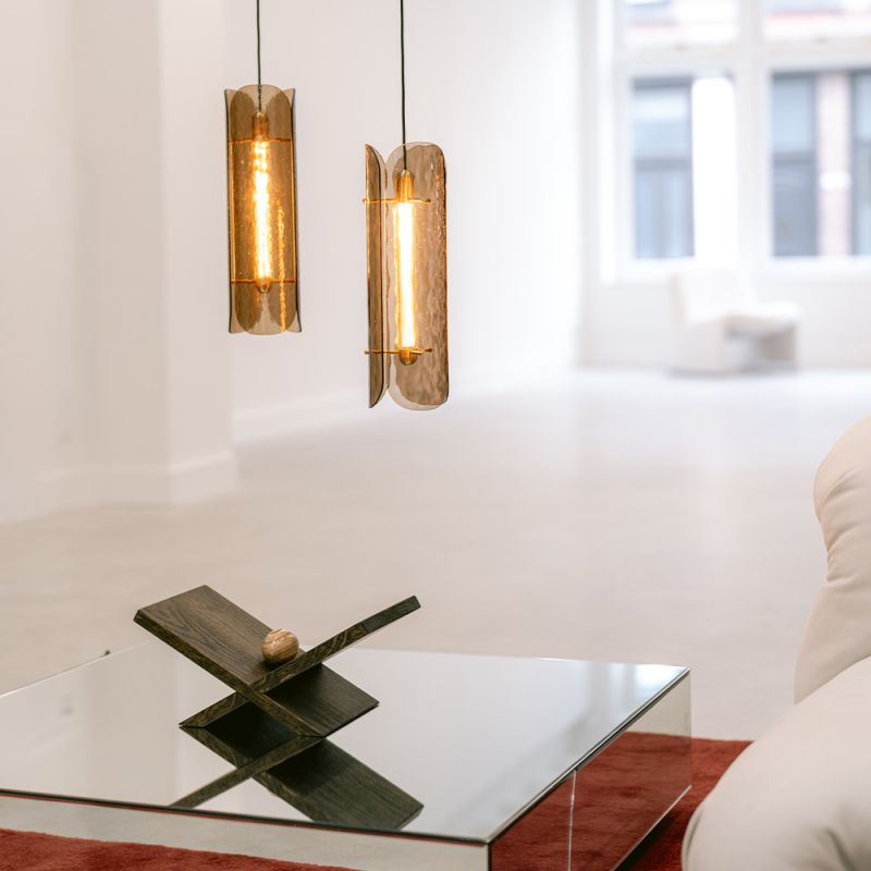 Tonone Razor Pendant Vertical bruin glas hanglamp