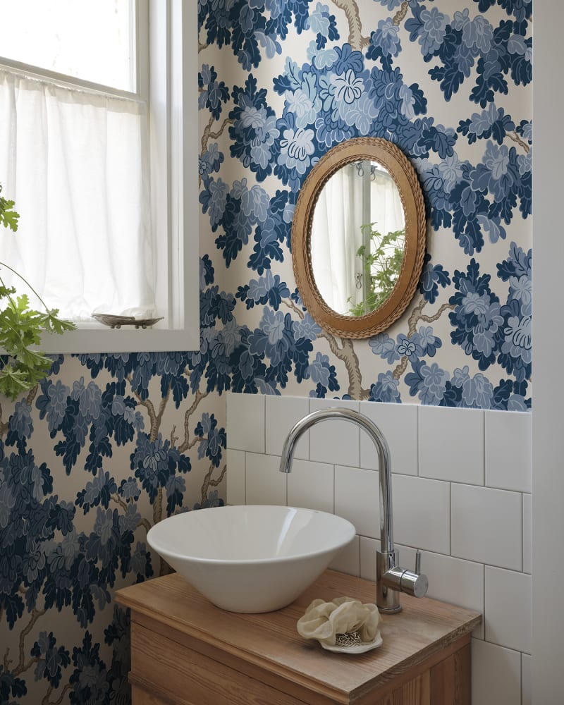 Sandberg behang Eken Blue S10791 sfeerbeeld