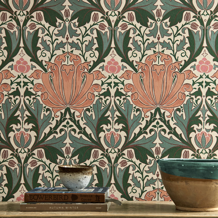 Morris and Co behang Helena Indigo/Forest 217360