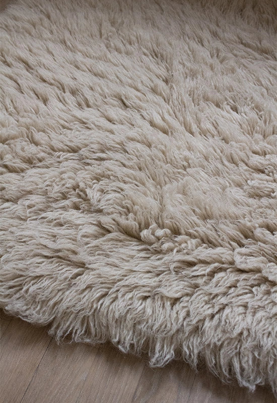 Layered Shaggy Oatmeal wool vloerkleed