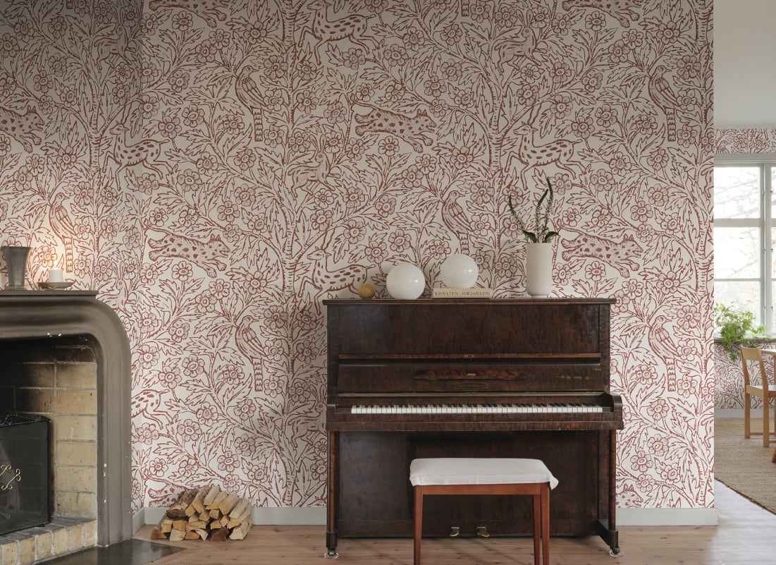 Sandberg behang Eden Red S10743