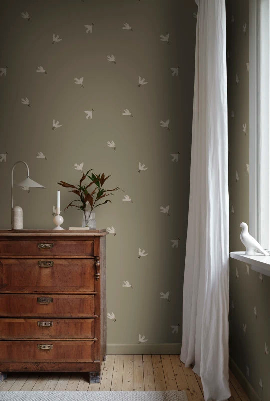 Sandberg behang Frida Olive Green S10626