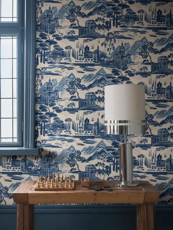 Sandberg behang Lake Como Blue S10688