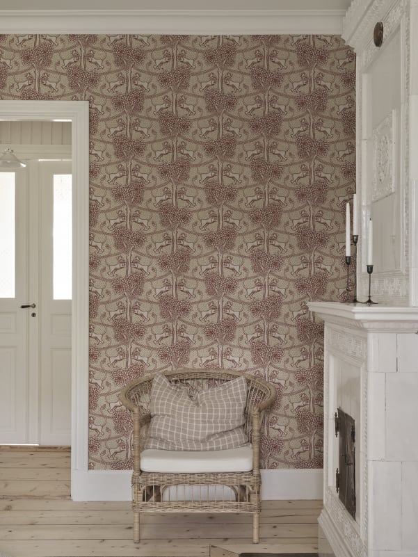 Sandberg behang Leopold Burgundy S10736