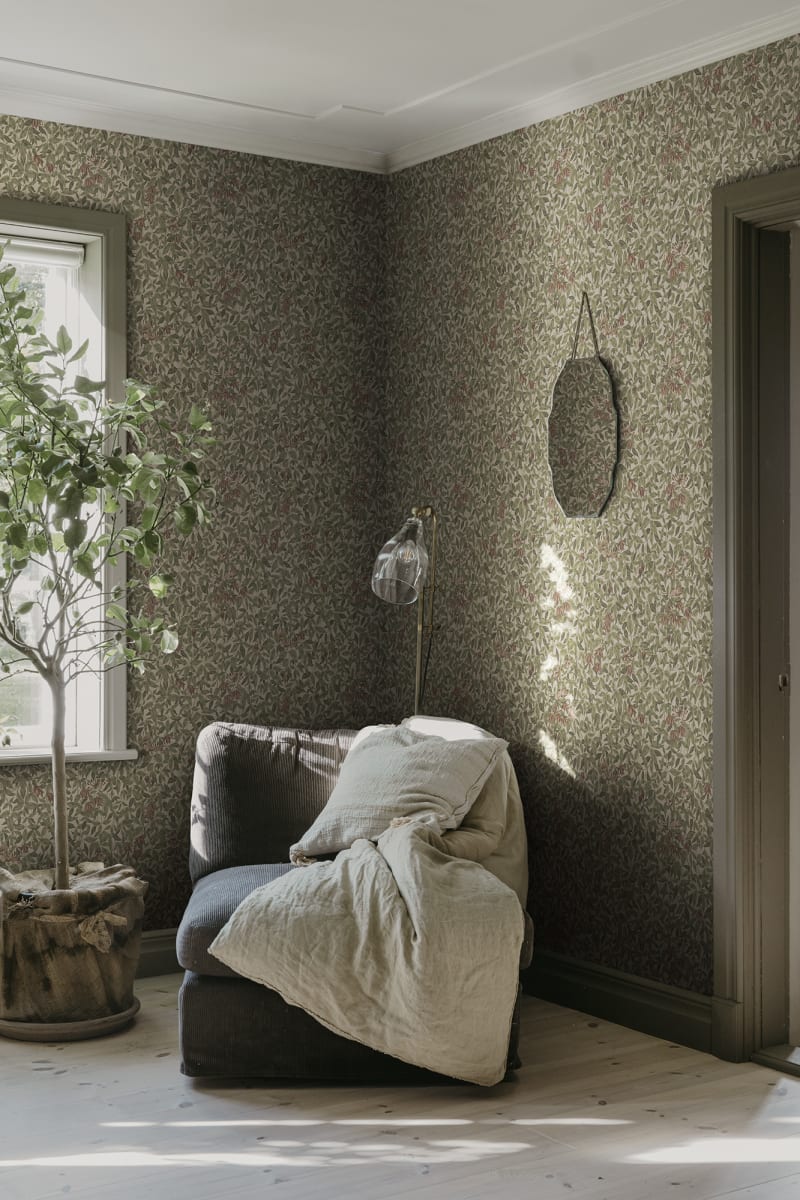 Sandberg behang Linnea Burgundy S10557