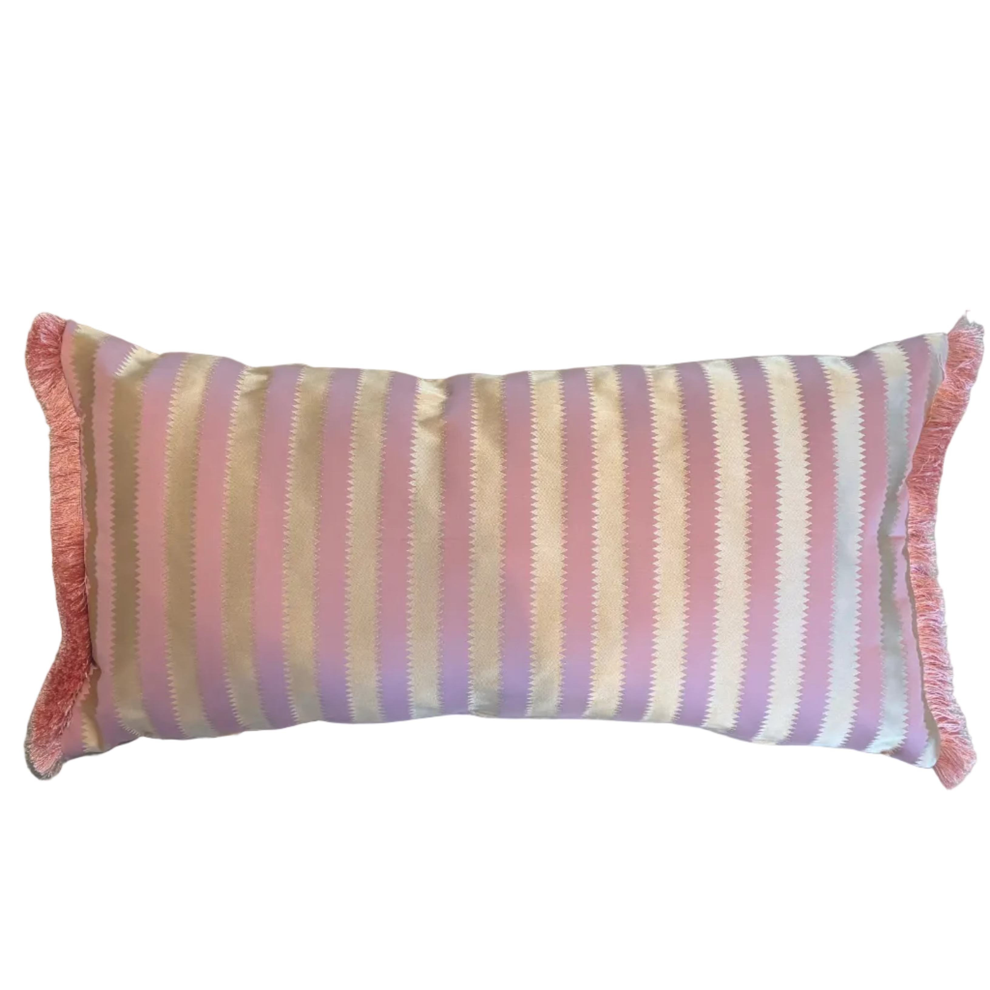 Sanderson kussen Regency Aperigon Putty/Geolu met roze franje