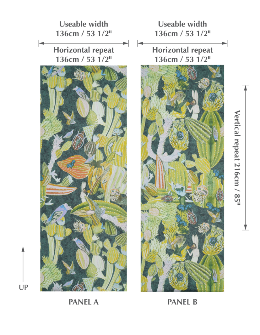 Jim Thompson stof Cardamom Cactus cattail whisper JT014015002 set van 2 panelen