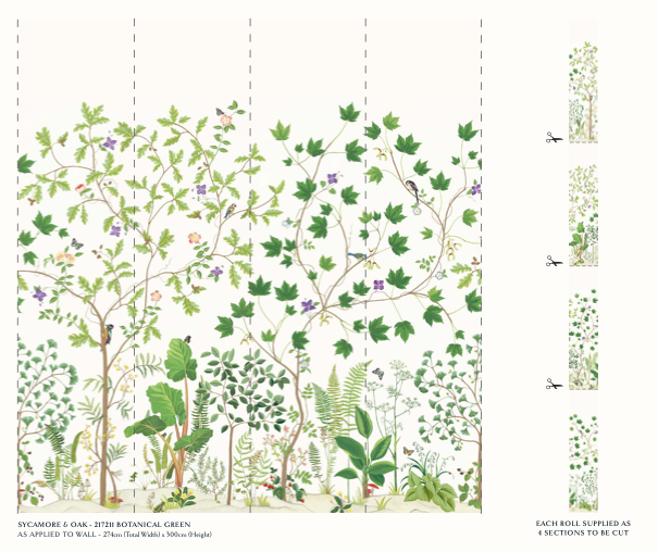 Sanderson Sycamore and Oak Botanical Green 217211