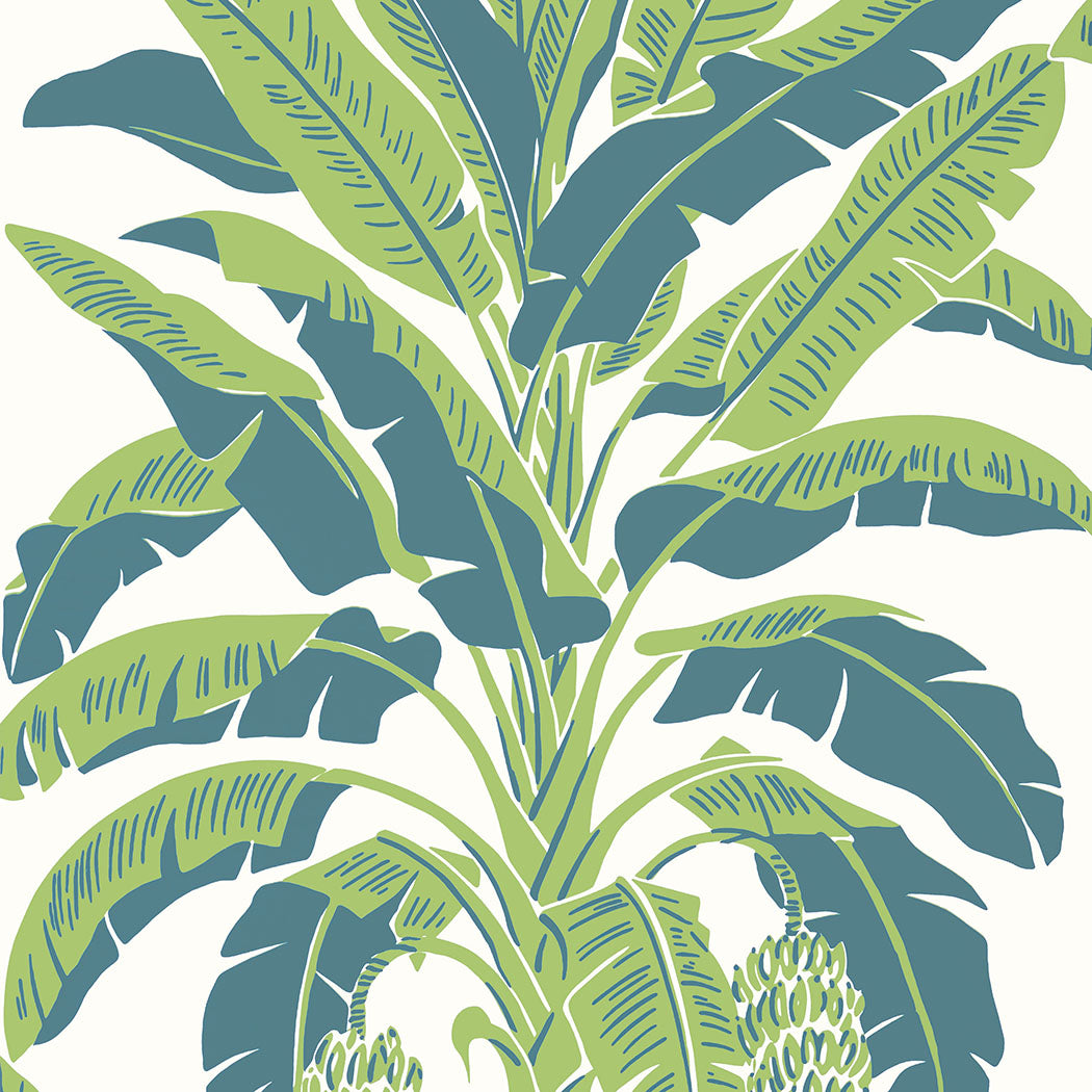Thibaut behang Banana Tree Green and Blue T13918