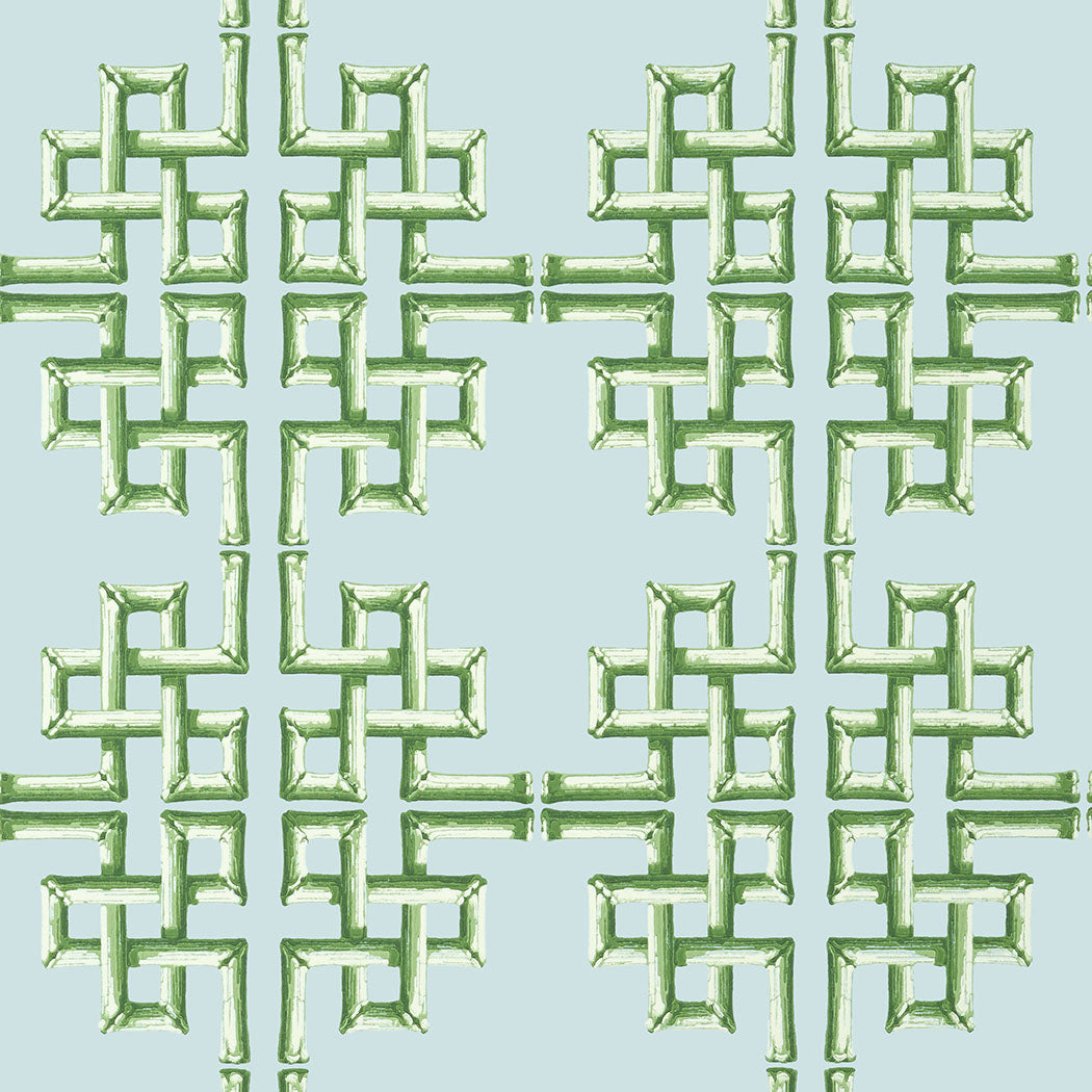 Thibaut behang Boca Bamboo Green and Blue T13903