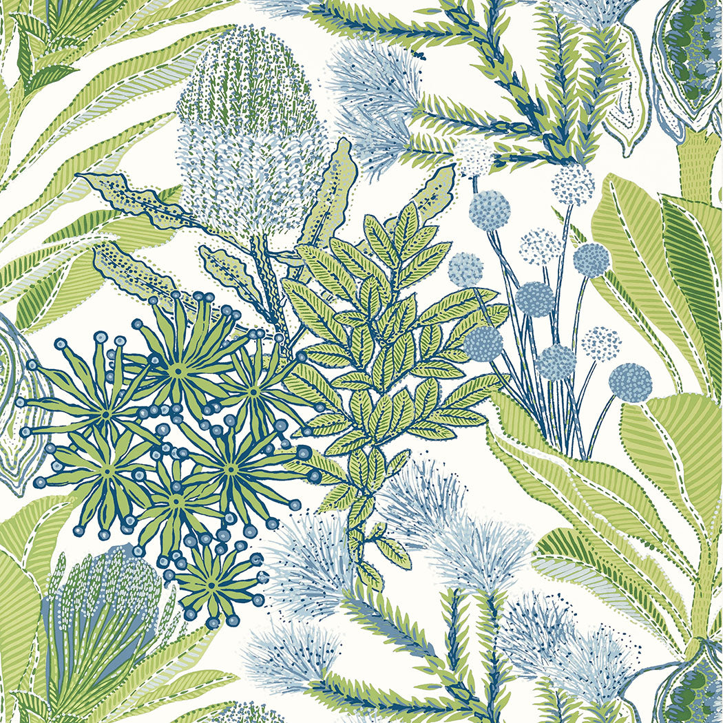 Thibaut behang Protea Green and Blue T13923