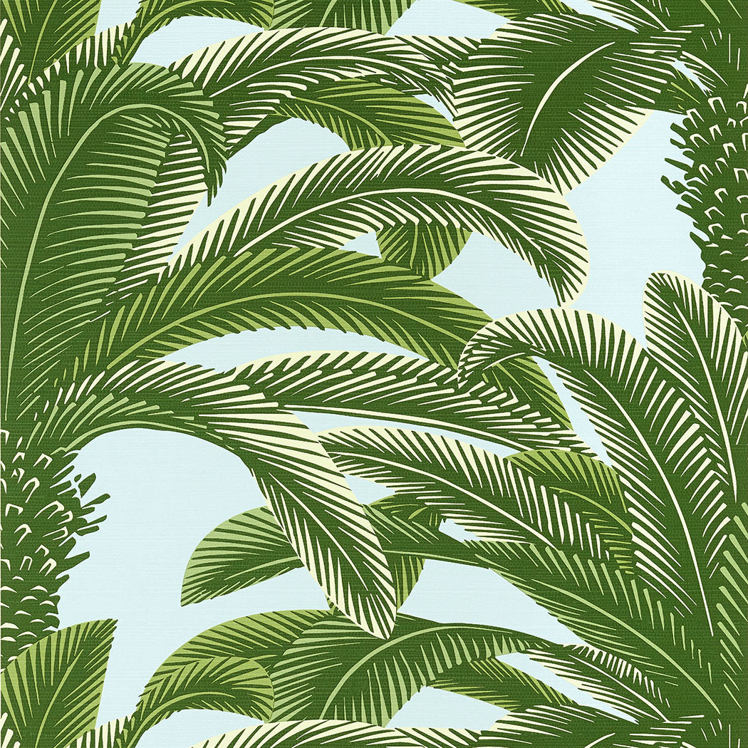 Thibaut behang Queen Palm Green and Blue T13908