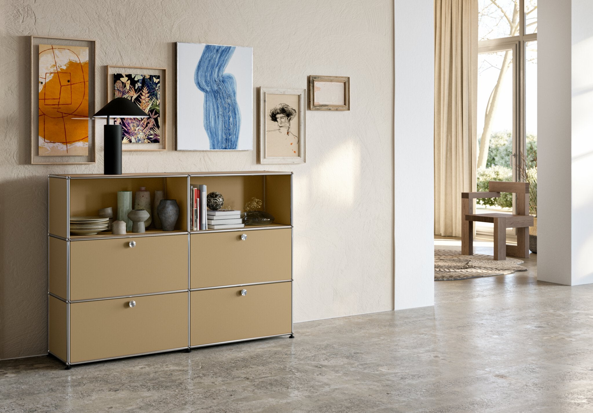 USM Haller M64 kast beige woonkamer