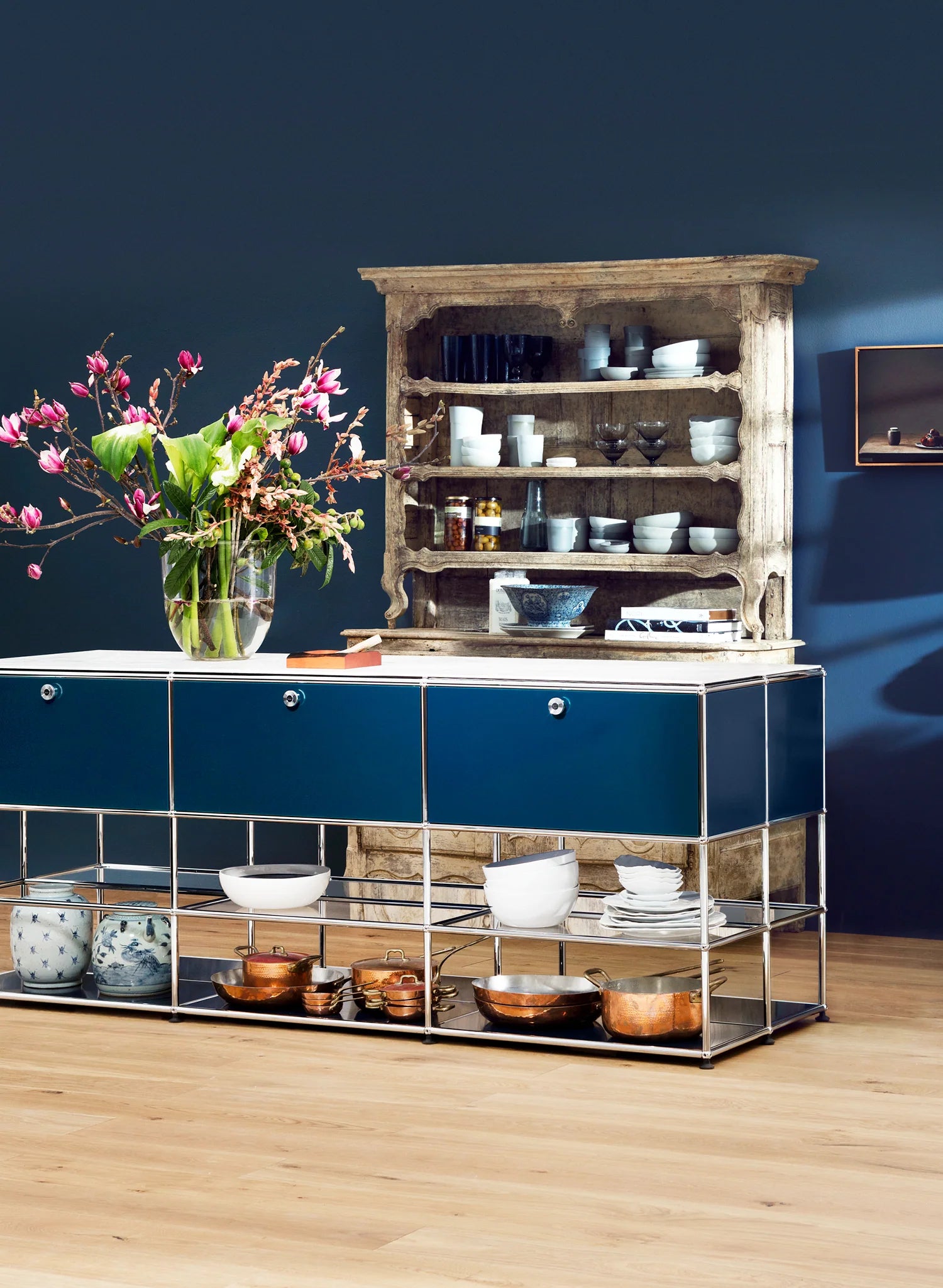 USM Haller keuken opstelling blauw