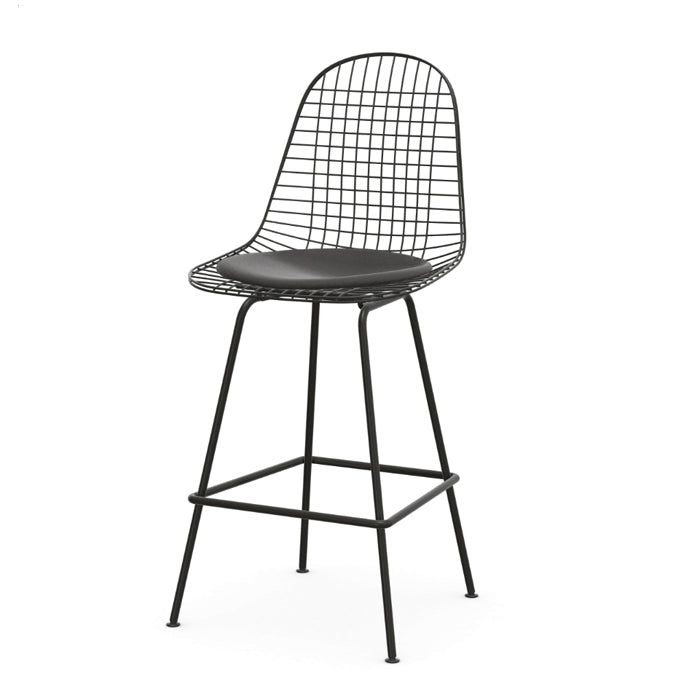 Vitra-Black-wire-stool-with-cushion