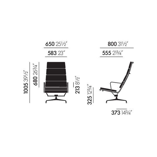 Vitra Soft Pad Lounge Chair EA 222 afmeting
