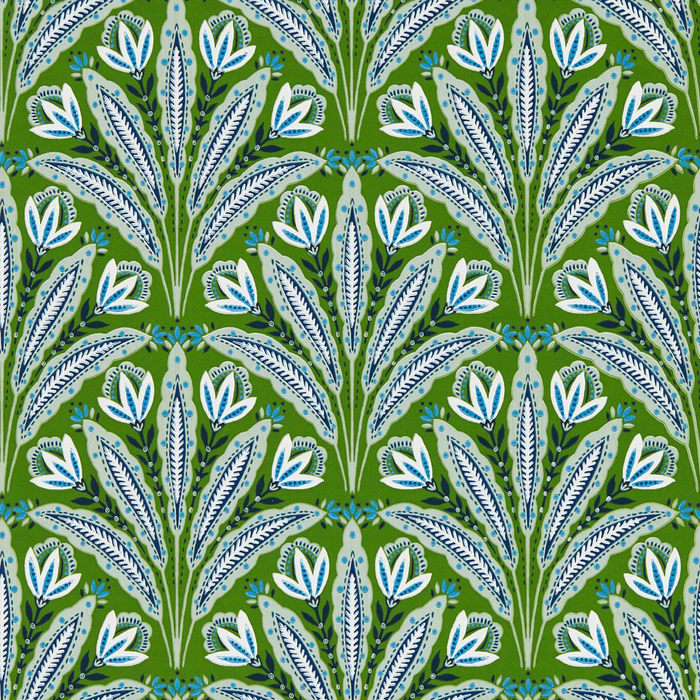 Clarke & Clarke behang Attingham Cobalt/Green W0193/01