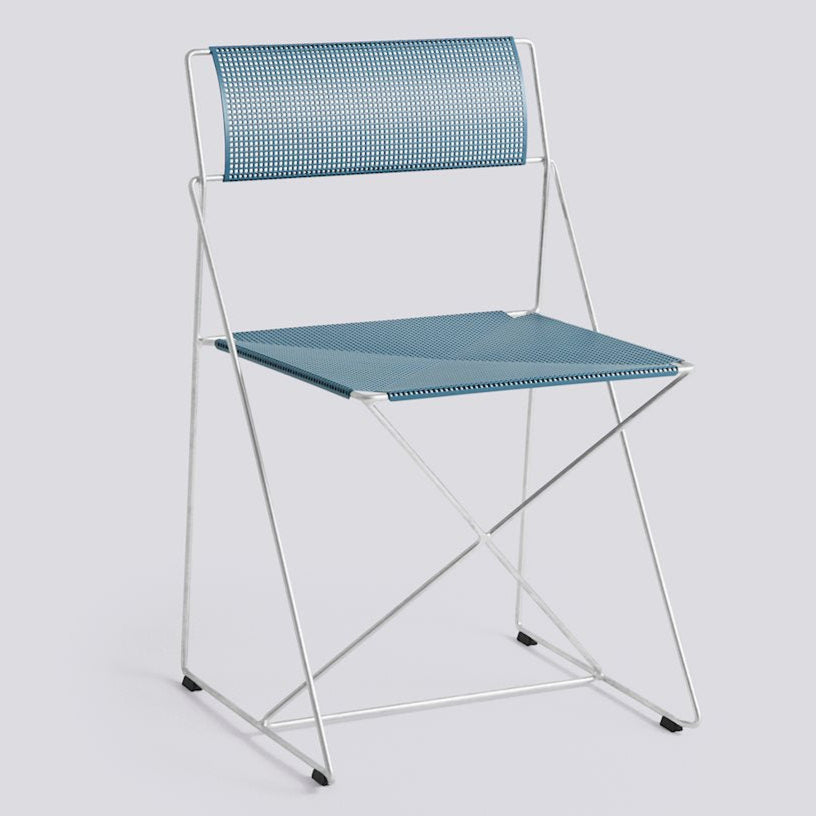 Hay X-Line chair Powder Blue gepoedercoate zitting en thermisch verzinkt stalen onderstel