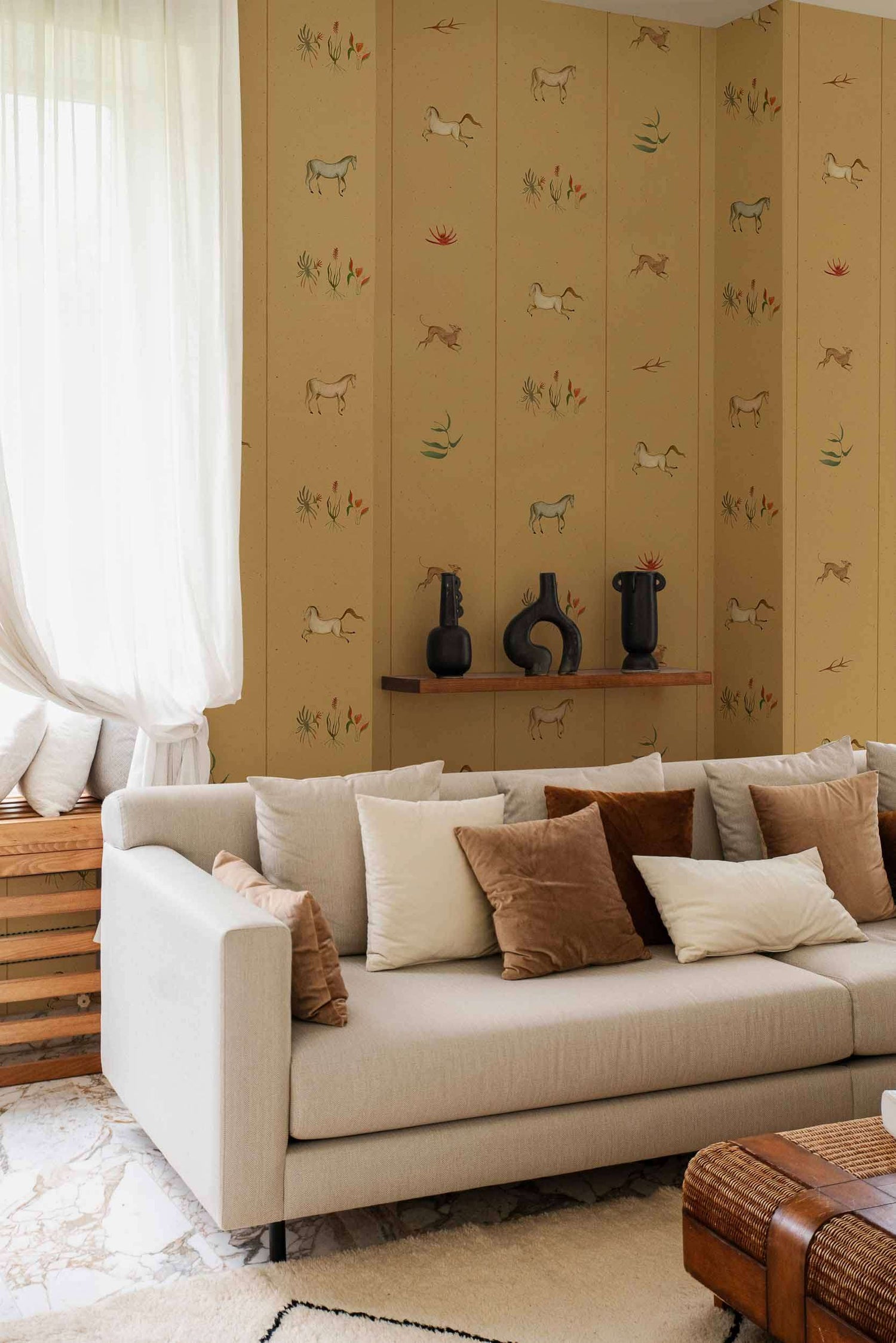 Coordonné behang Bike ride Curry A00908