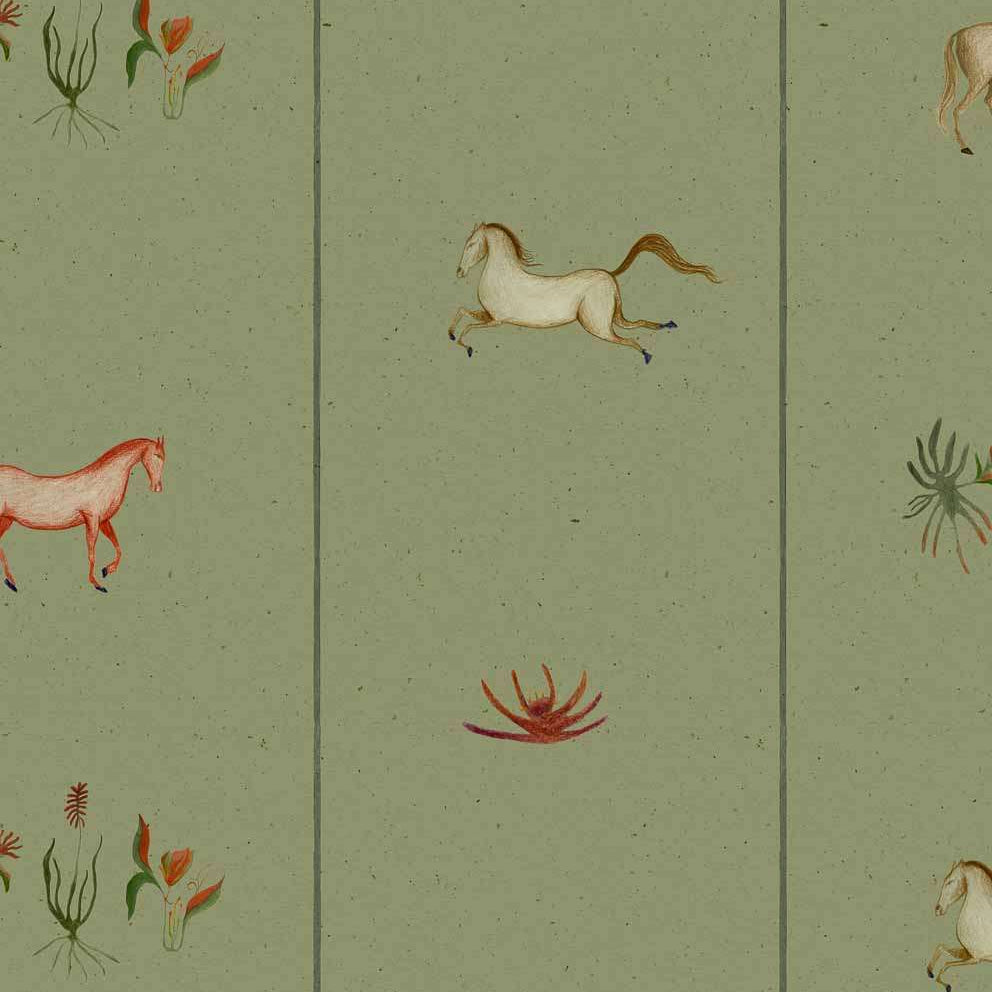 Coordonné behang Bike ride Green A00910