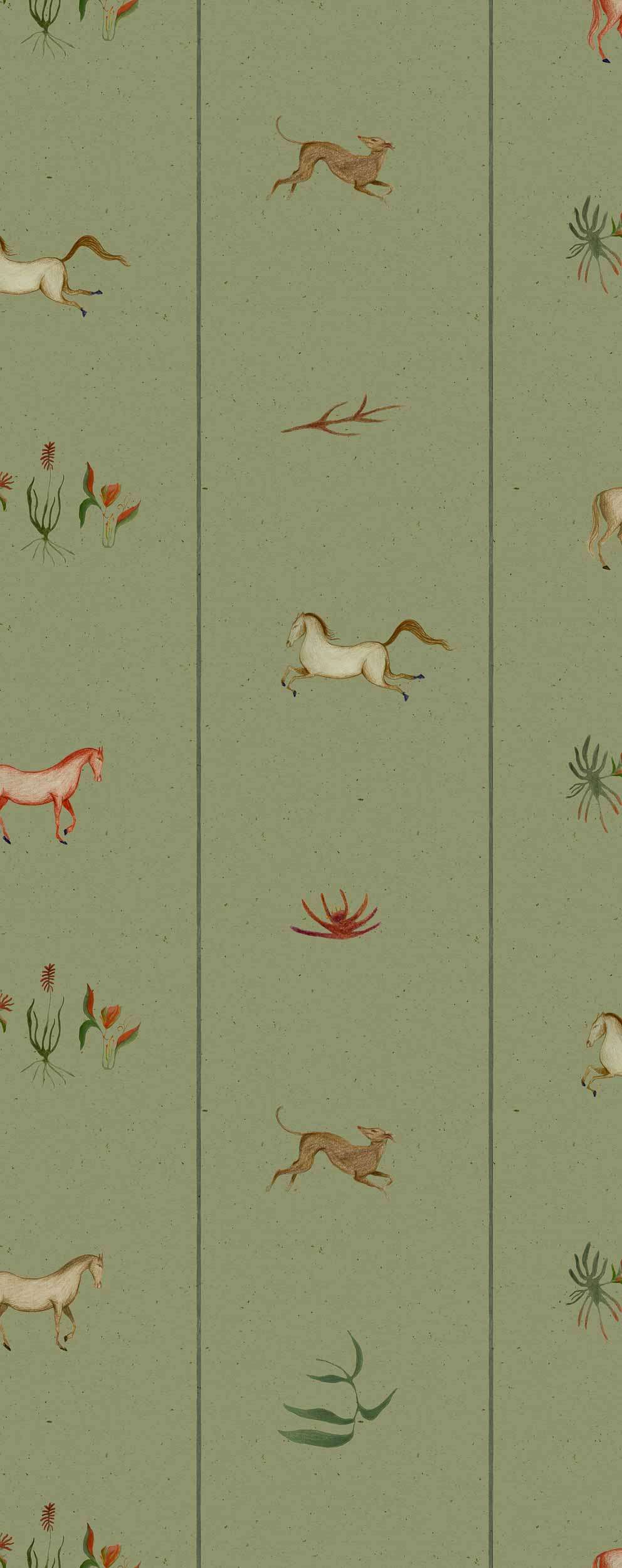 Coordonné behang Bike ride Green A00910