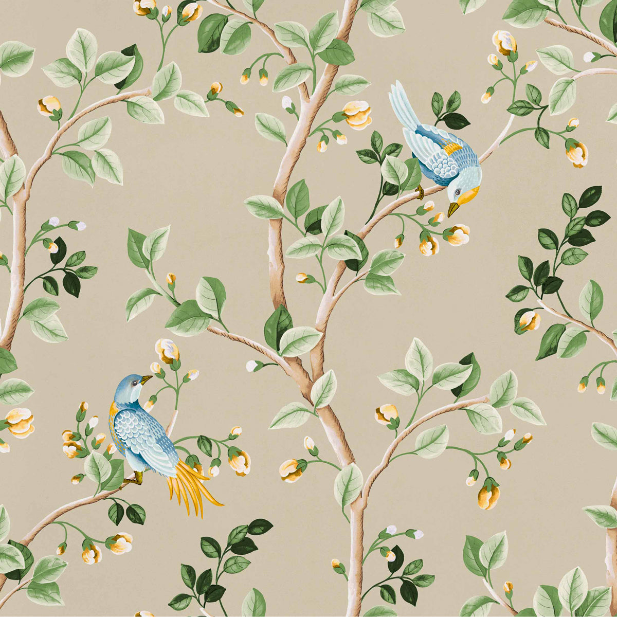 Coordonné behang Birds Prosperity Papyrus B00119