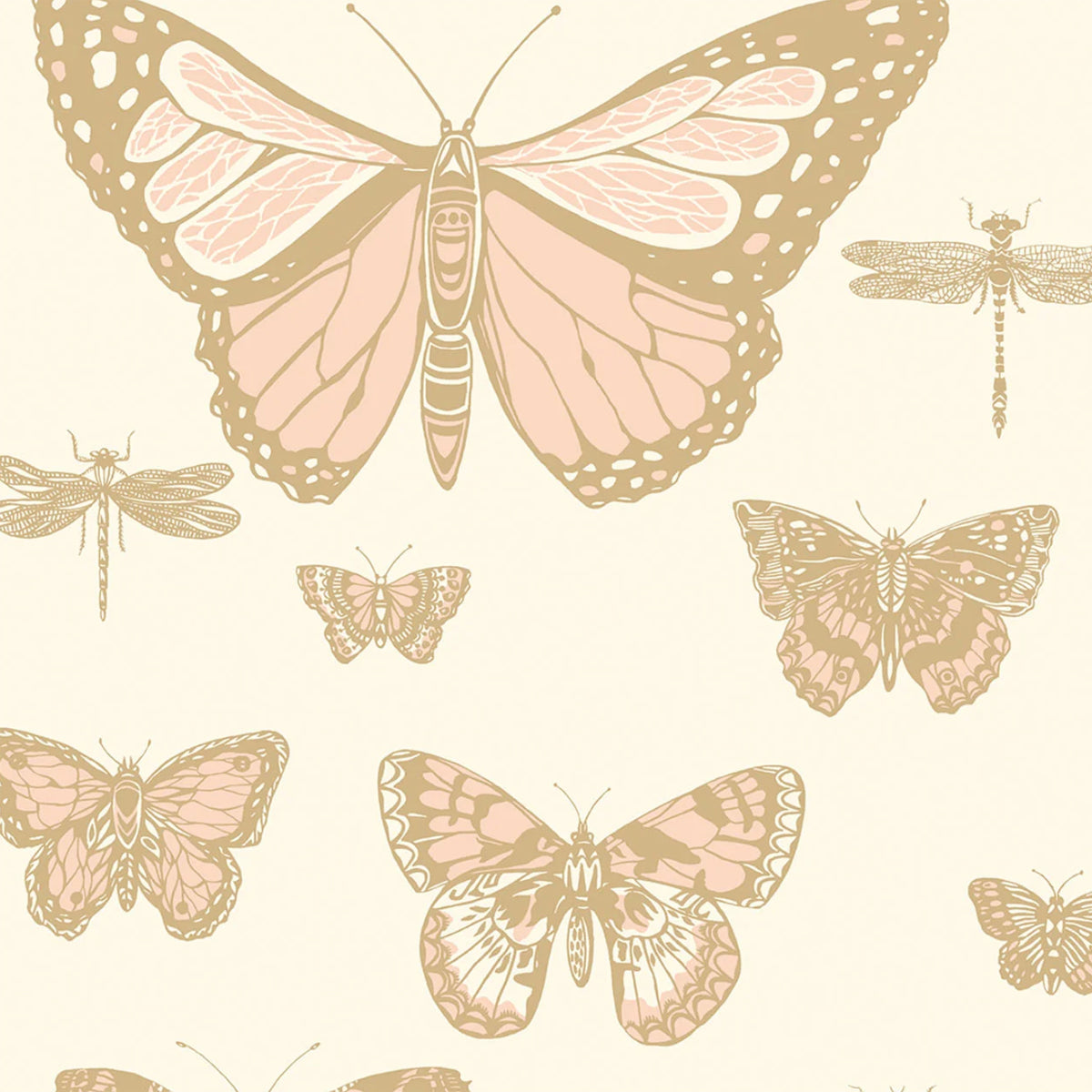 Cole and Son behang Butterflies & Dragonflies pale cream 103/15066