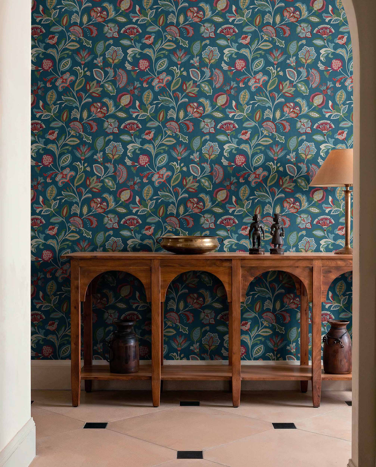 Coordonné behang Chintz Indigo D00401