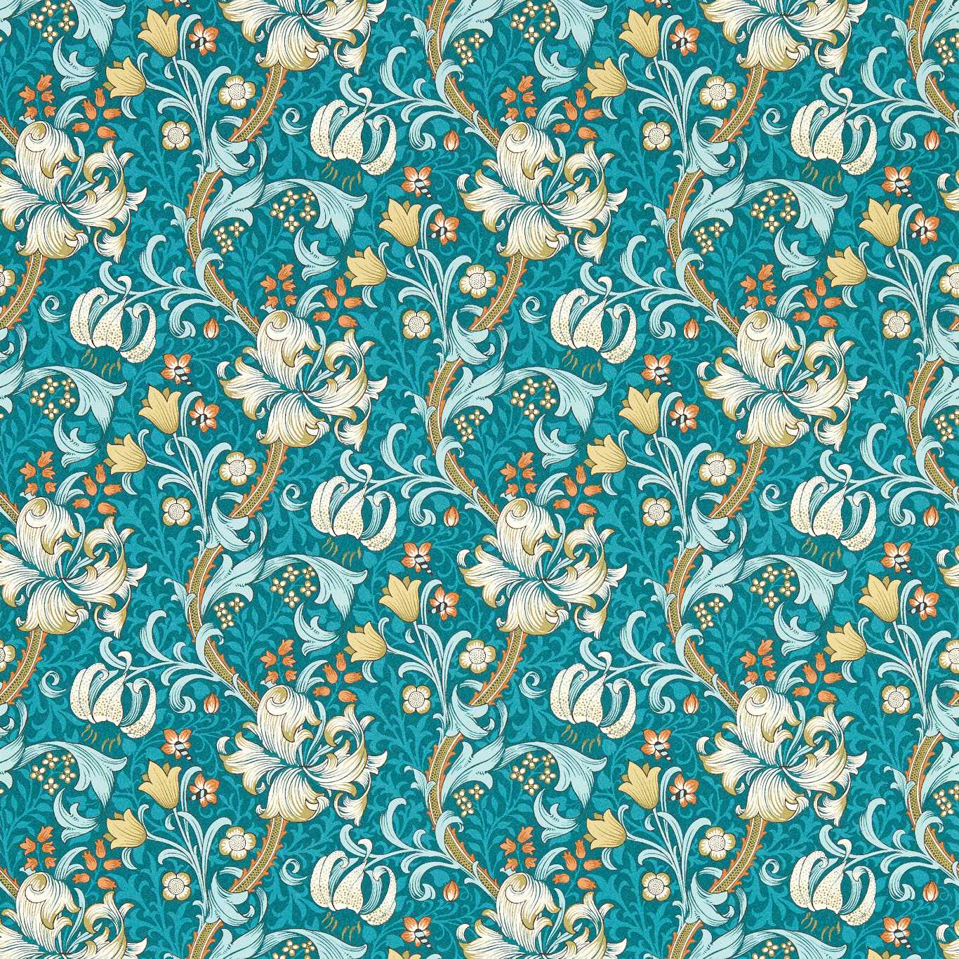Clarke & Clarke behang Golden Lily Teal W0174/03